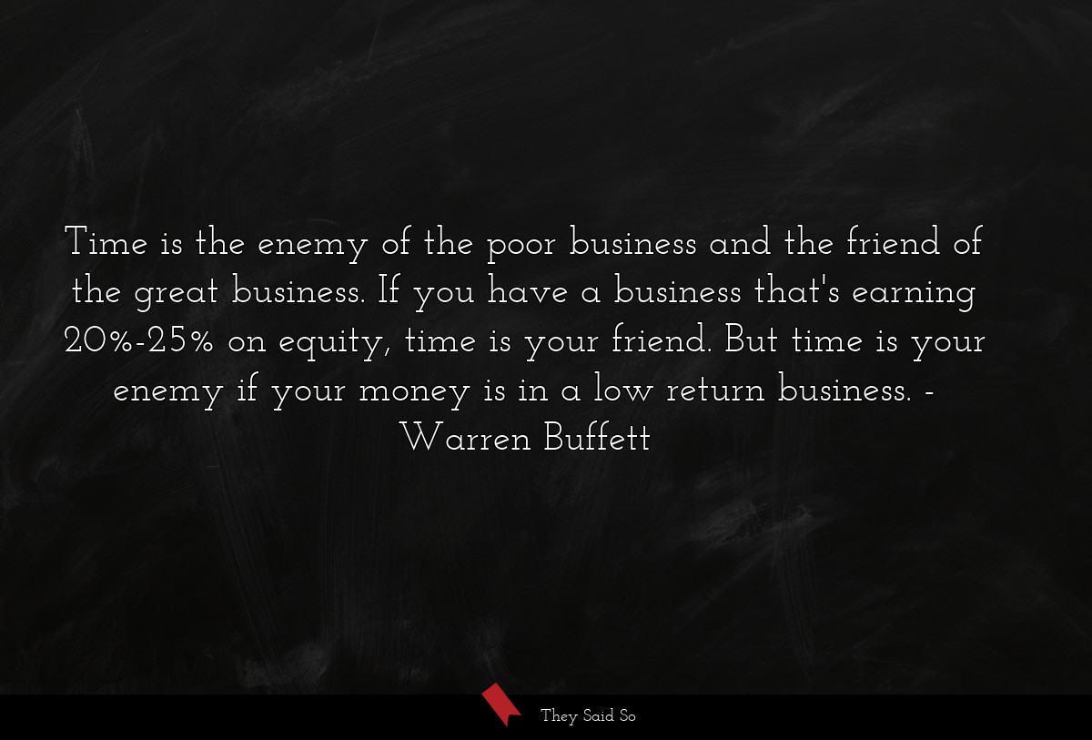 Time is the enemy of the poor business and the... | Warren Buffett