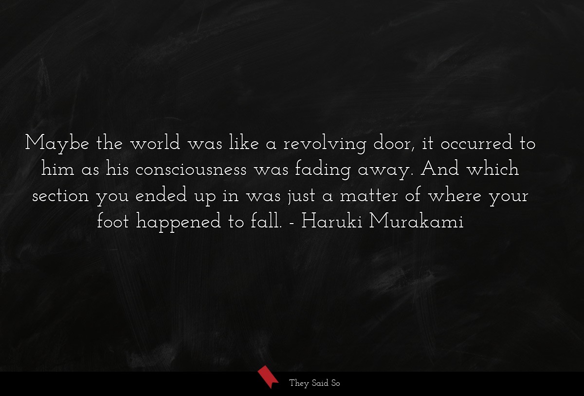Maybe the world was like a revolving door, it... | Haruki Murakami