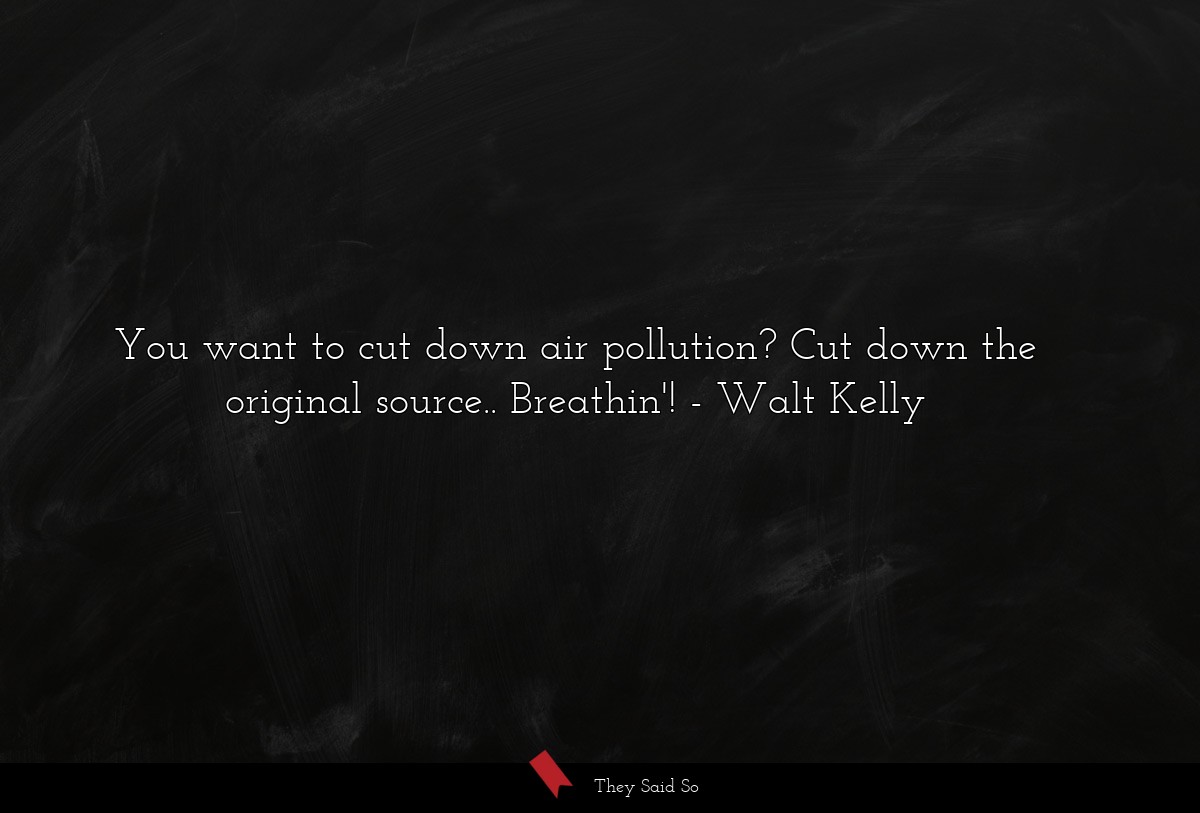 You want to cut down air pollution? Cut down the original source.. Breathin'!