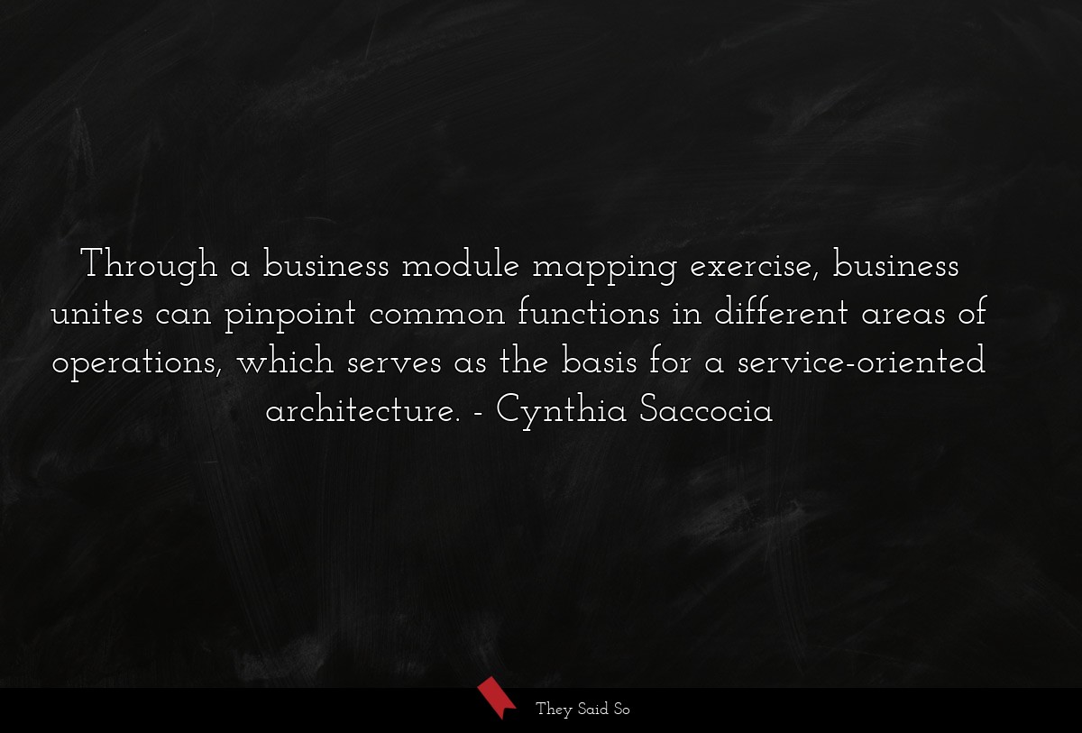 Through a business module mapping exercise, business unites can pinpoint common functions in different areas of operations, which serves as the basis for a service-oriented architecture.