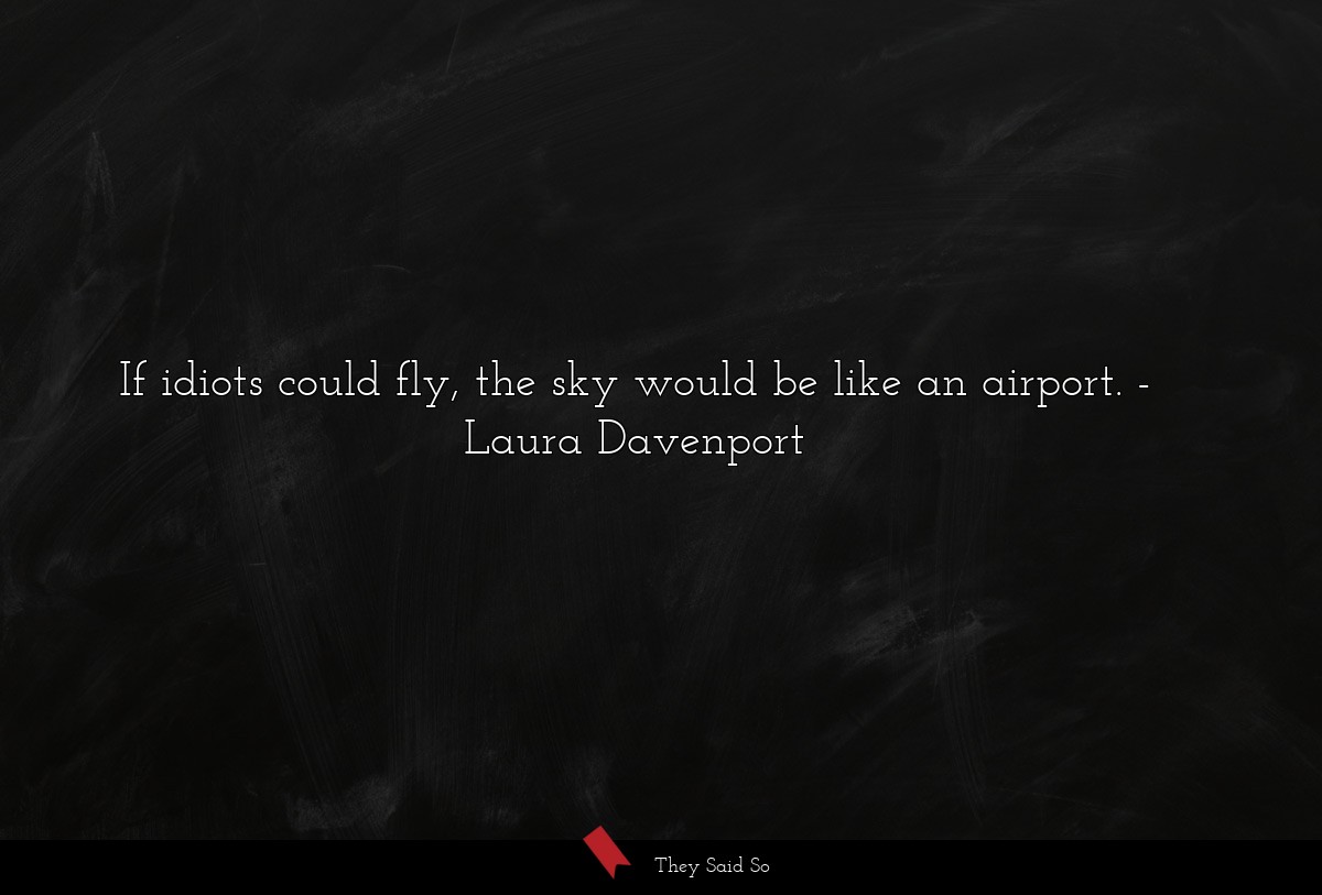 If idiots could fly, the sky would be like an airport.