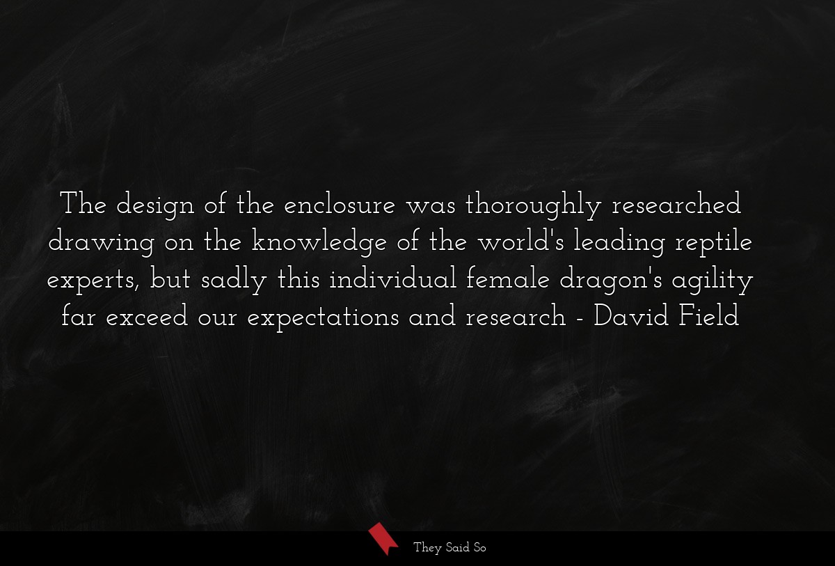 The design of the enclosure was thoroughly researched drawing on the knowledge of the world's leading reptile experts, but sadly this individual female dragon's agility far exceed our expectations and research