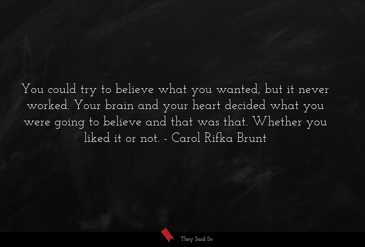 You could try to believe what you wanted, but it... | Carol Rifka Brunt