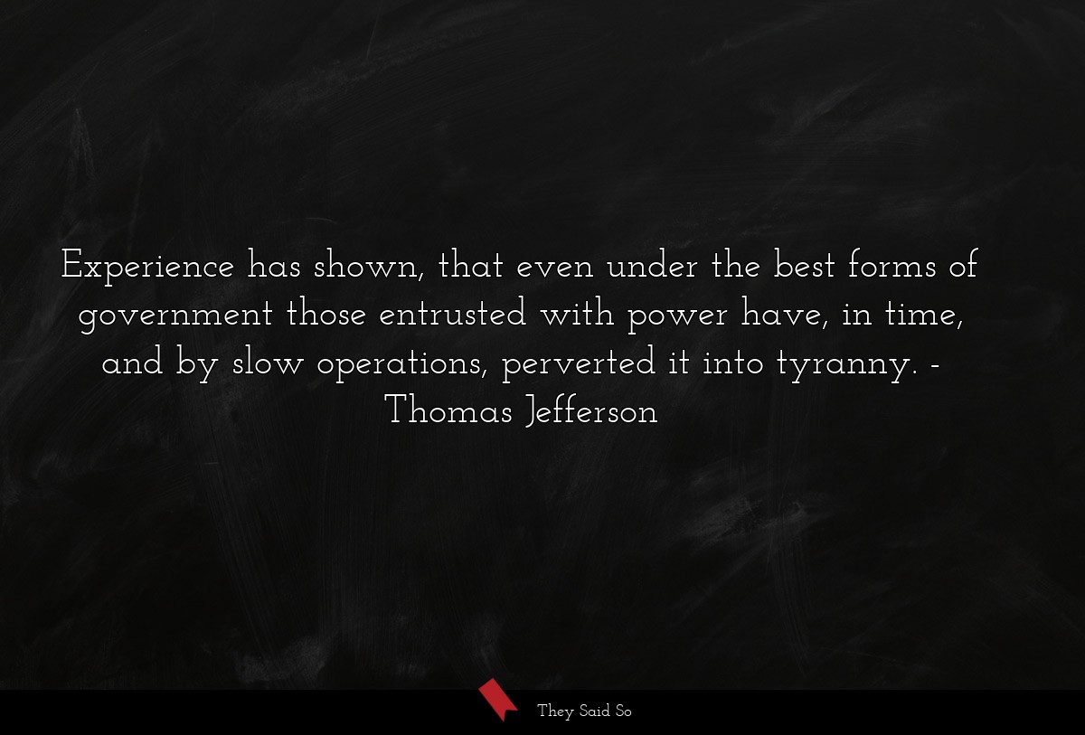 Experience has shown, that even under the best... | Thomas Jefferson