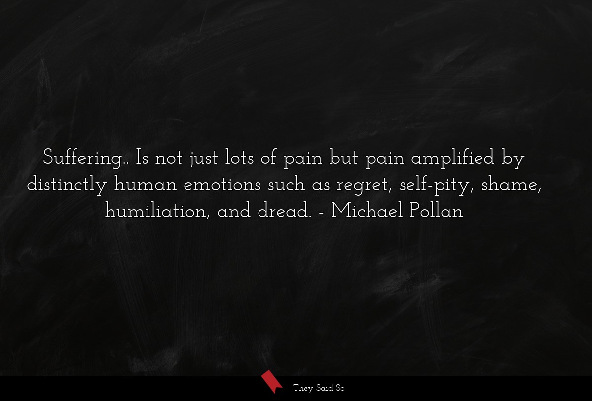 Suffering.. Is not just lots of pain but pain... | Michael Pollan