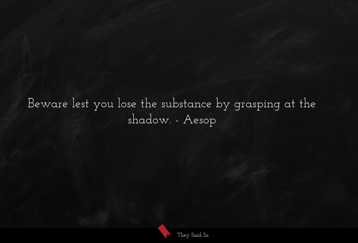 Beware lest you lose the substance by grasping at the shadow.