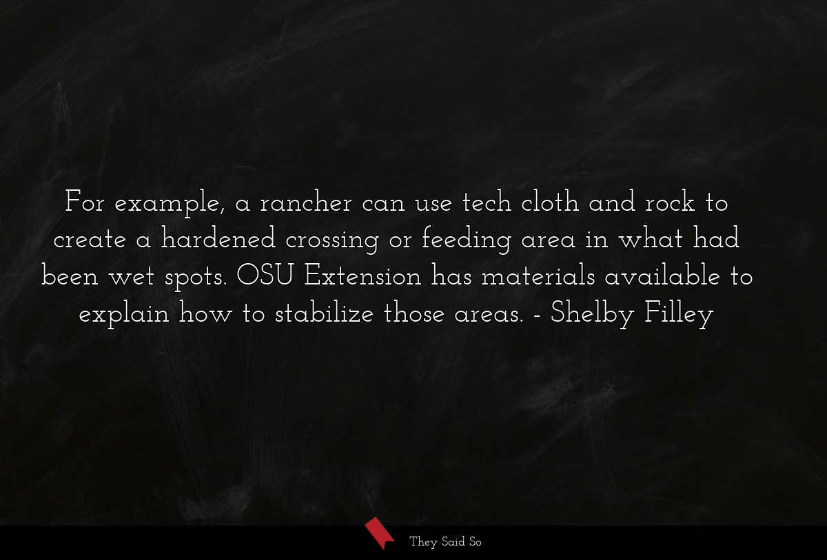 For example, a rancher can use tech cloth and rock to create a hardened crossing or feeding area in what had been wet spots. OSU Extension has materials available to explain how to stabilize those areas.