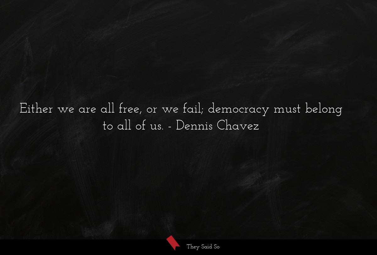 Either we are all free, or we fail; democracy must belong to all of us.
