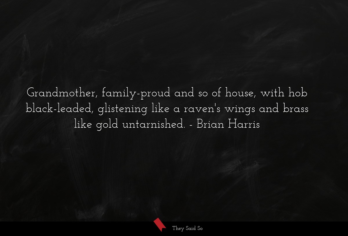 Grandmother, family-proud and so of house, with hob black-leaded, glistening like a raven's wings and brass like gold untarnished.