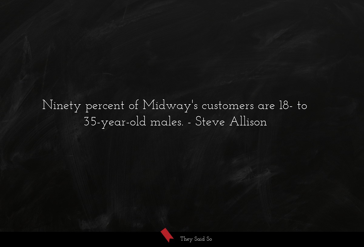 Ninety percent of Midway's customers are 18- to 35-year-old males.