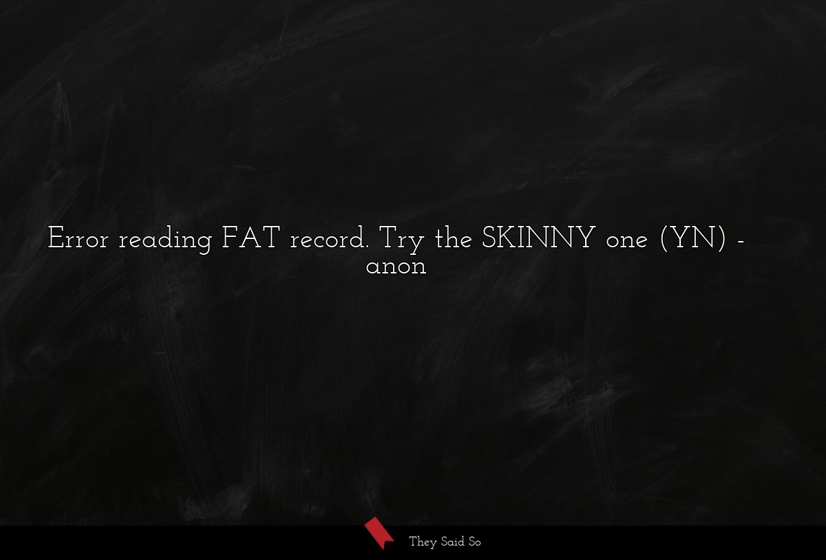 Error reading FAT record. Try the SKINNY one (YN)