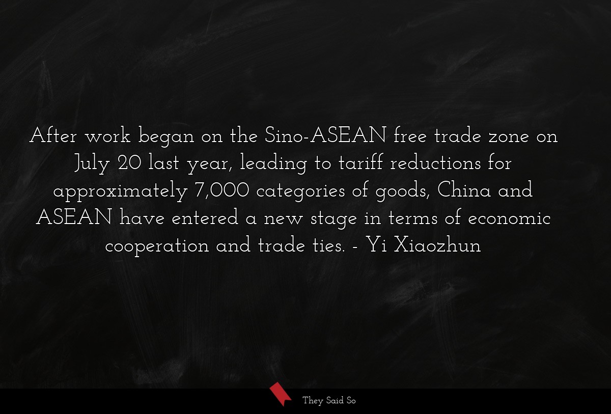 After work began on the Sino-ASEAN free trade zone on July 20 last year, leading to tariff reductions for approximately 7,000 categories of goods, China and ASEAN have entered a new stage in terms of economic cooperation and trade ties.
