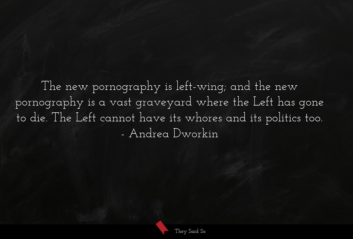 The new pornography is left-wing; and the new pornography is a vast graveyard where the Left has gone to die. The Left cannot have its whores and its politics too.