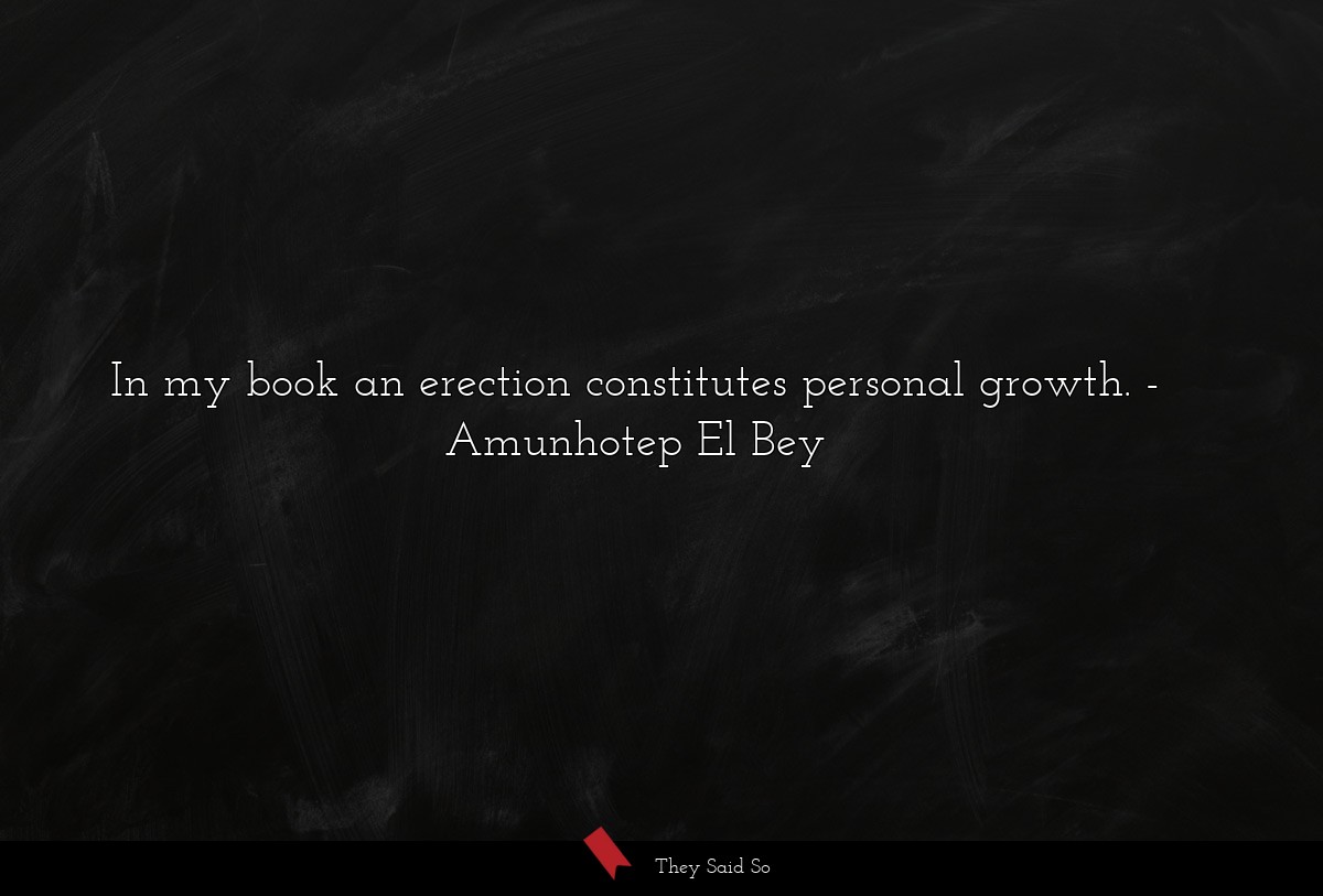 In my book an erection constitutes personal... | Amunhotep El Bey