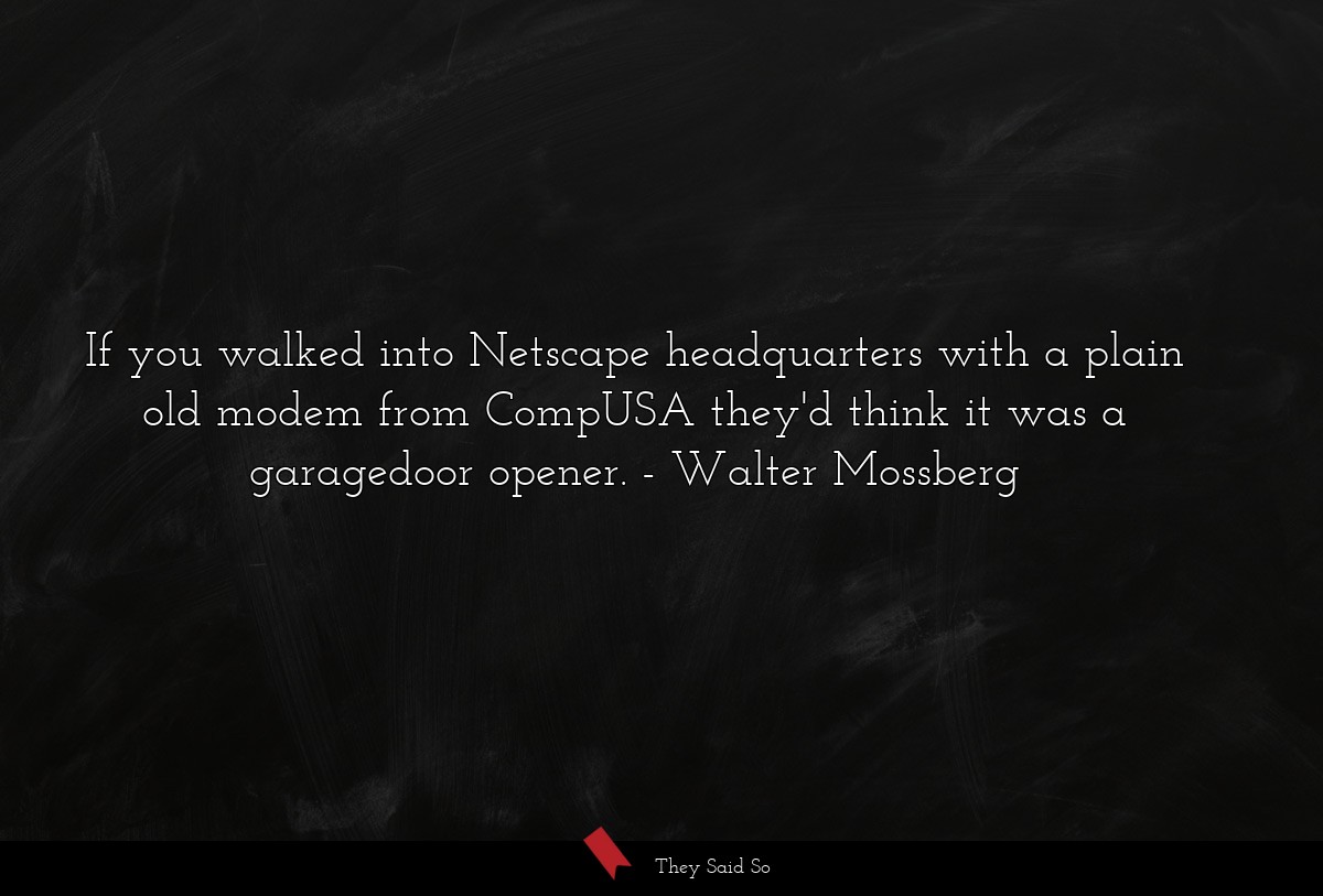 If you walked into Netscape headquarters with a plain old modem from CompUSA they'd think it was a garagedoor opener.