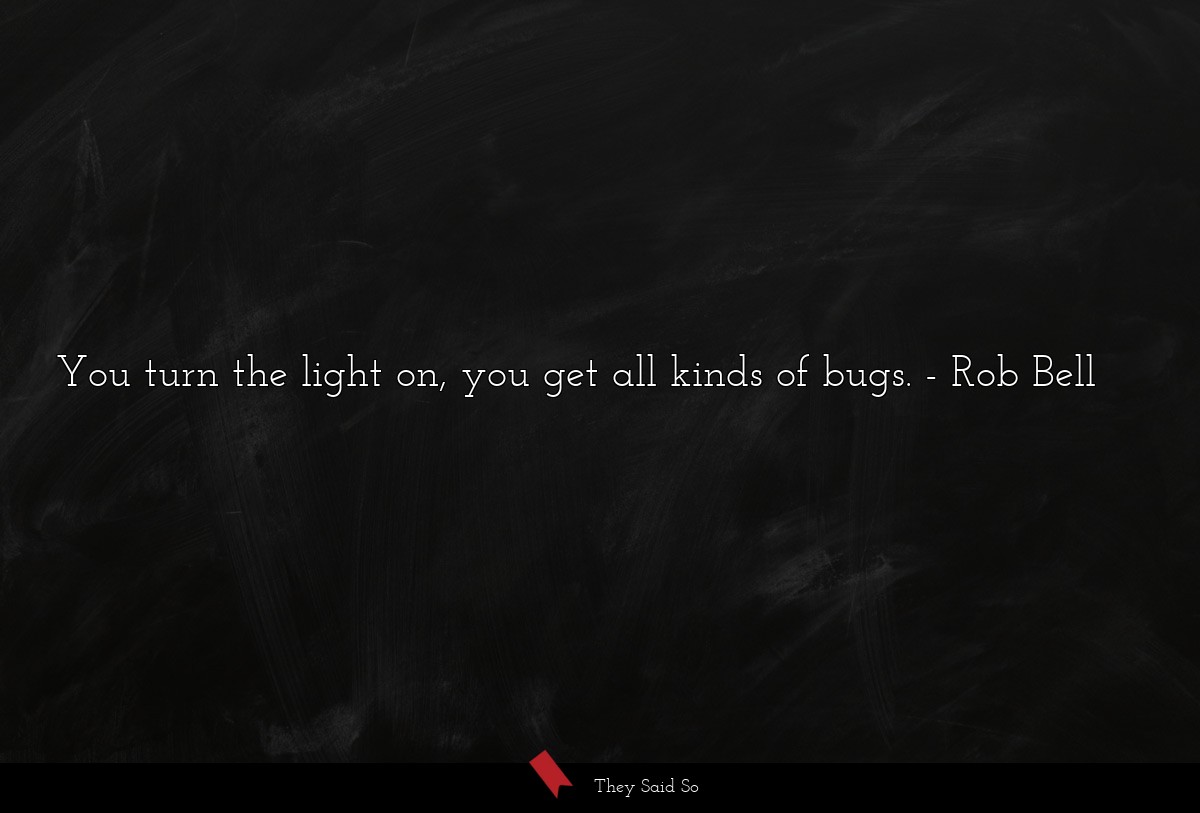 You turn the light on, you get all kinds of bugs.... | Rob Bell