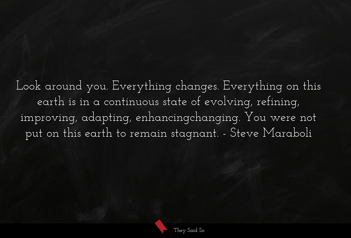 Look around you. Everything changes. Everything... | Steve Maraboli