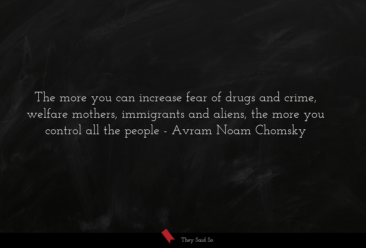 The more you can increase fear of drugs and crime, welfare mothers, immigrants and aliens, the more you control all the people